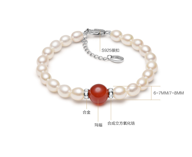 母亲节礼物 京润珍珠 赐福玛瑙珍珠手链 图2