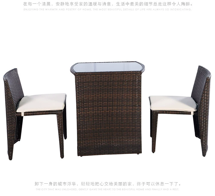 Bàn ghế ban công sân vườn giải trí ngoài trời bàn ghế mây bàn cà phê ba mảnh ngoài trời khách sạn bàn ghế mây - Bàn ghế ngoài trời / sân bàn trà ngoài trời