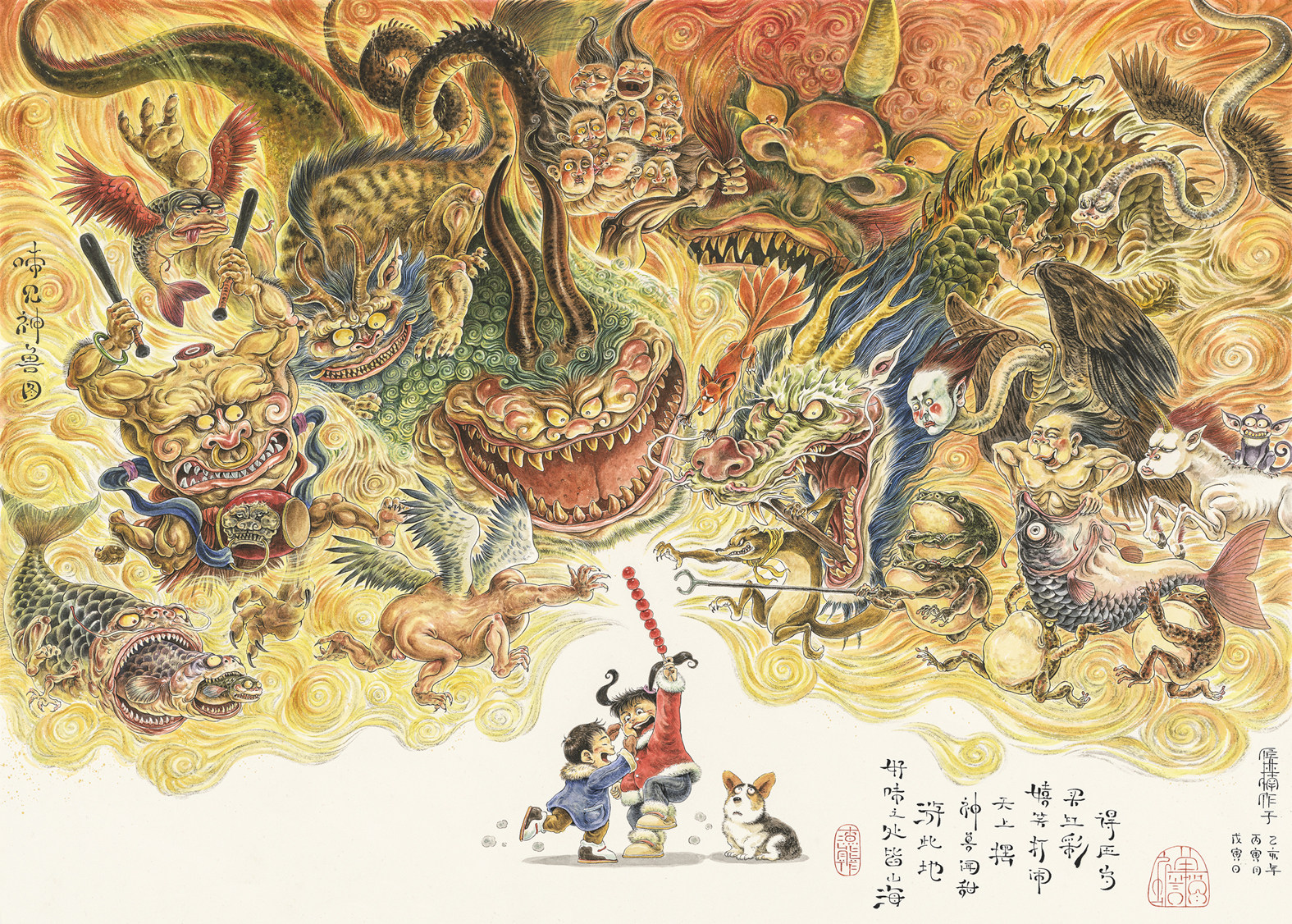 Slag bear original Zen toad, office home HD copy art decorative painting taste see God Beech wooden frame