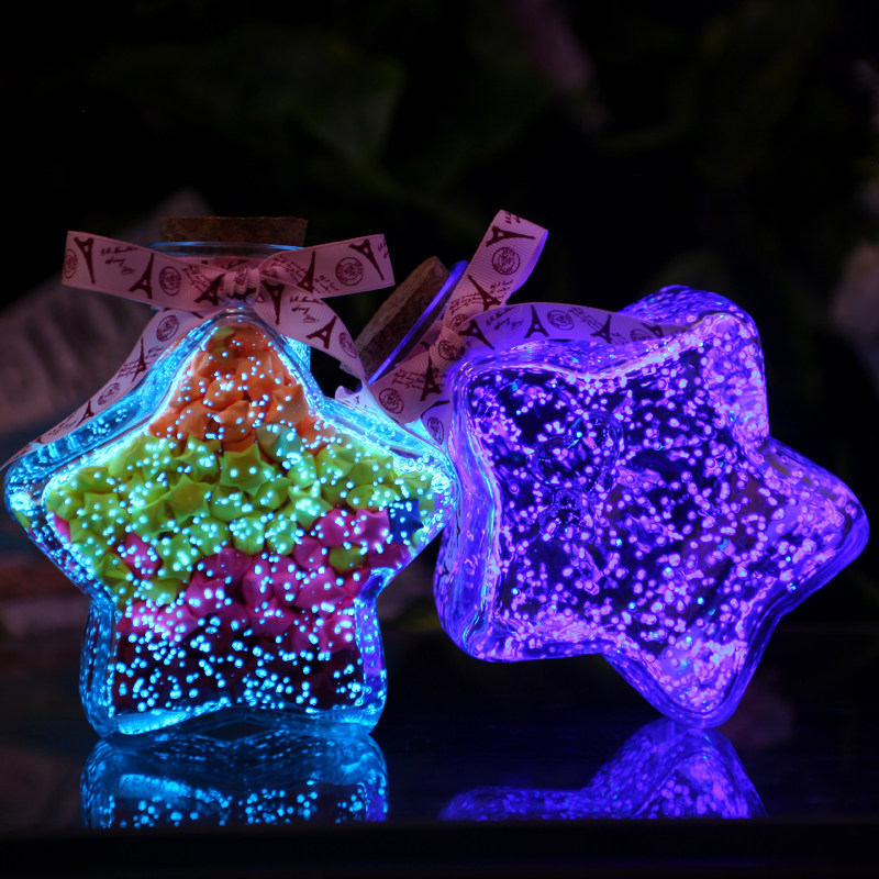 520 five-pointed star glass bottle starry sky wish fluorescent bottle luminous glass cork floating bottle floating bottle lucky star