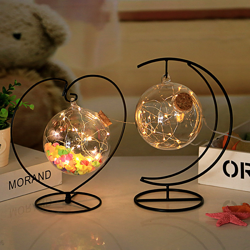 LED light wishing bottle luminous lucky star glass cork bottle decorative bottle ornament bottle round hanging bottle star heart-shaped