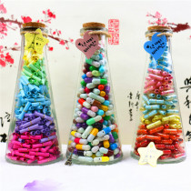 Wish letter paper drifting bottle ornaments colorful wish strip creative love pill capsule Cork glass bottle