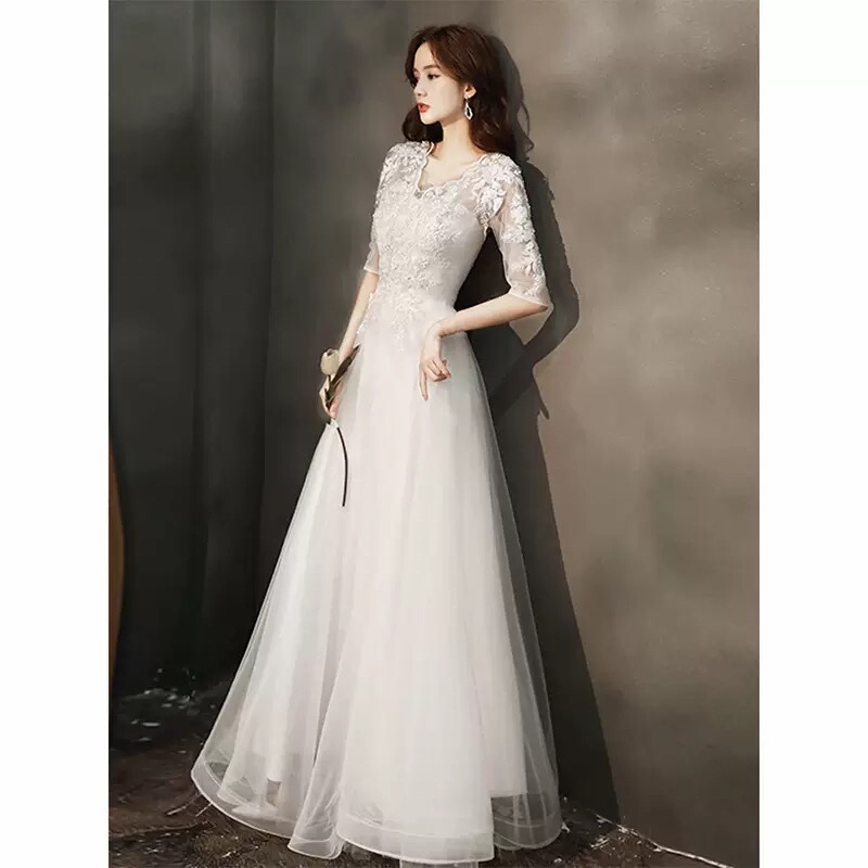 Evening Dress for Women 2026 New Style Banquet Long Elegant White Annual Meeting Dress Socialite Host Runway Dress