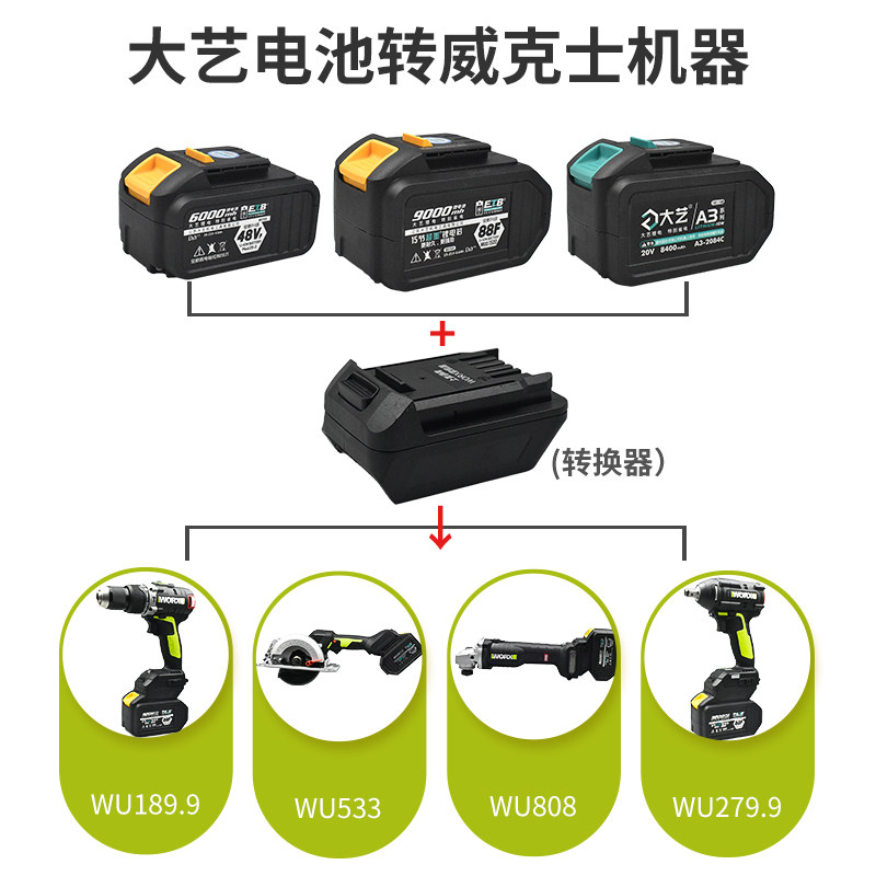 Suitable for Dayi Battery to Wexx Power Tool Converter Daiyi Change Wicks Large Foot Battery