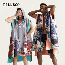 TELLSOR Swimming bathrobe Quick-drying cape Portable towel Sunscreen absorbent towel Beach towel Mens and womens bath towel equipment