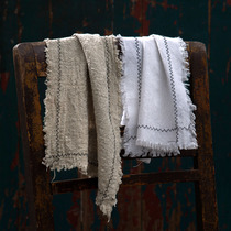 Raw edge background cloth Linen placemat cloth photography pendulum decoration ornaments Cake food shooting photo props