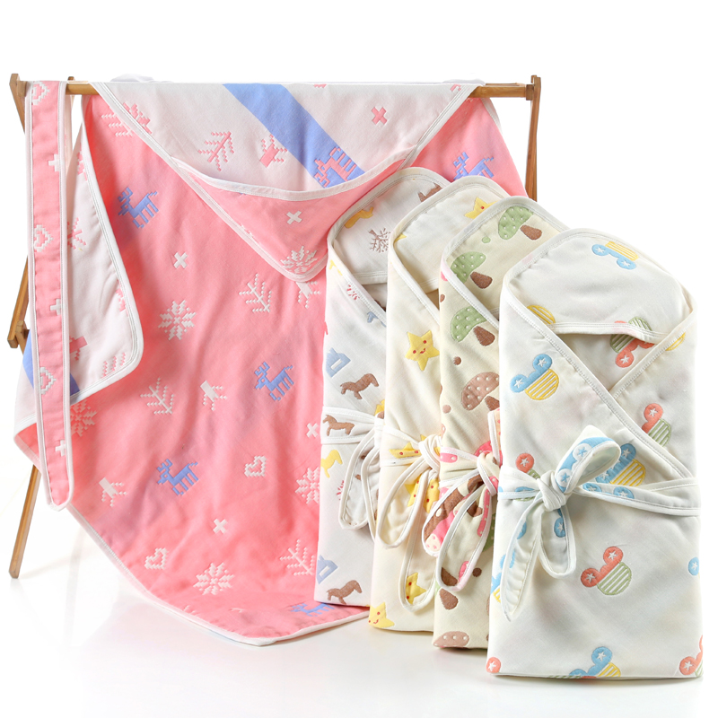 Pure cotton baby cuddled by newborn bag Thickened Hug Blanket Quilt Swaddle Covered Baby Gauze Wrap