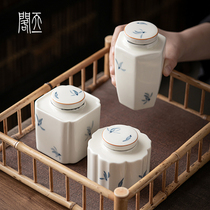 Tianyi Pavilion pure hand-painted orchid tea pot ceramic mini jar portable small tea storage travel tea pot