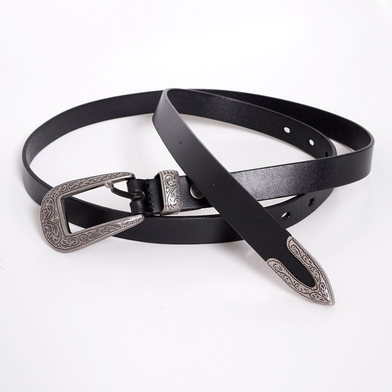 Pine Forest Volcano original design new retro denim high-end trendy super long head layer cowhide fashionable belt belt