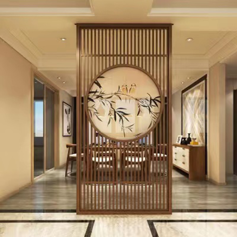 Screen partition living room art modern decoration Chinese style Japanese pattern solid wood Zen grille simple entrance sitting screen