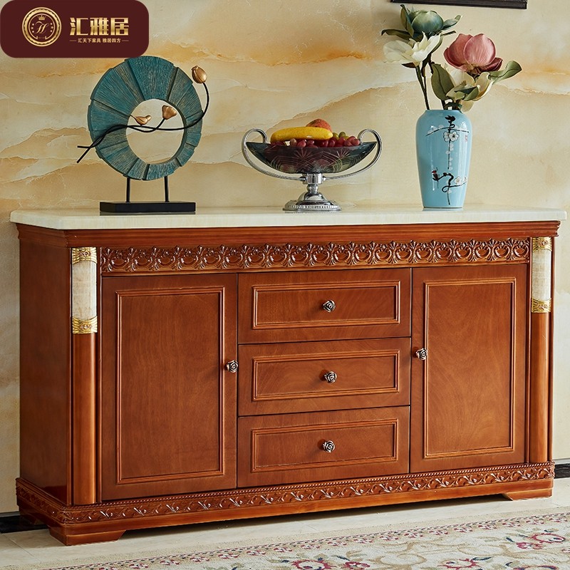 Marble Dining Cabinet Solid Wood Lockers Wine Cabinet Chinese Bowl Tray Cabinet Overall Cabinet Tea Water Cabinet Containing Cabinet Living-room Side Cabinet