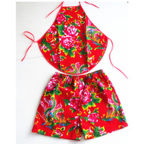 Mens and womens sexy red belly adult adult couple wedding funny performance props Chinese style court