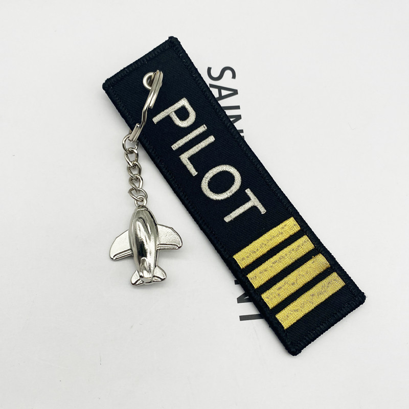 Pilot Four-Bar Co-Pilot Captain Embroidered Keychain Pilot Overnight Bag Flight Shoulder Patch Aviation Bag Pendant