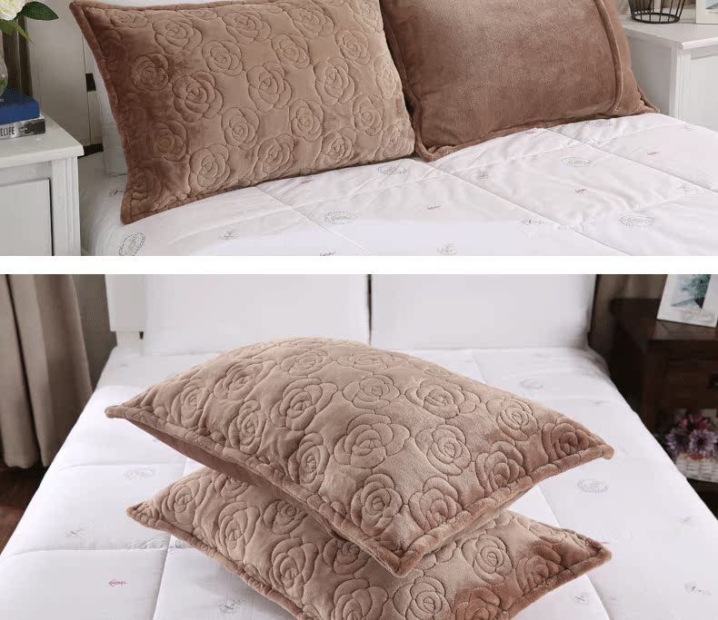Cà tím da ngày đông cộng với nhung dày sang trọng vỏ gối ấm flannel rắn màu gối siêu mềm tăng tùy chỉnh - Gối trường hợp gối chống trào ngược