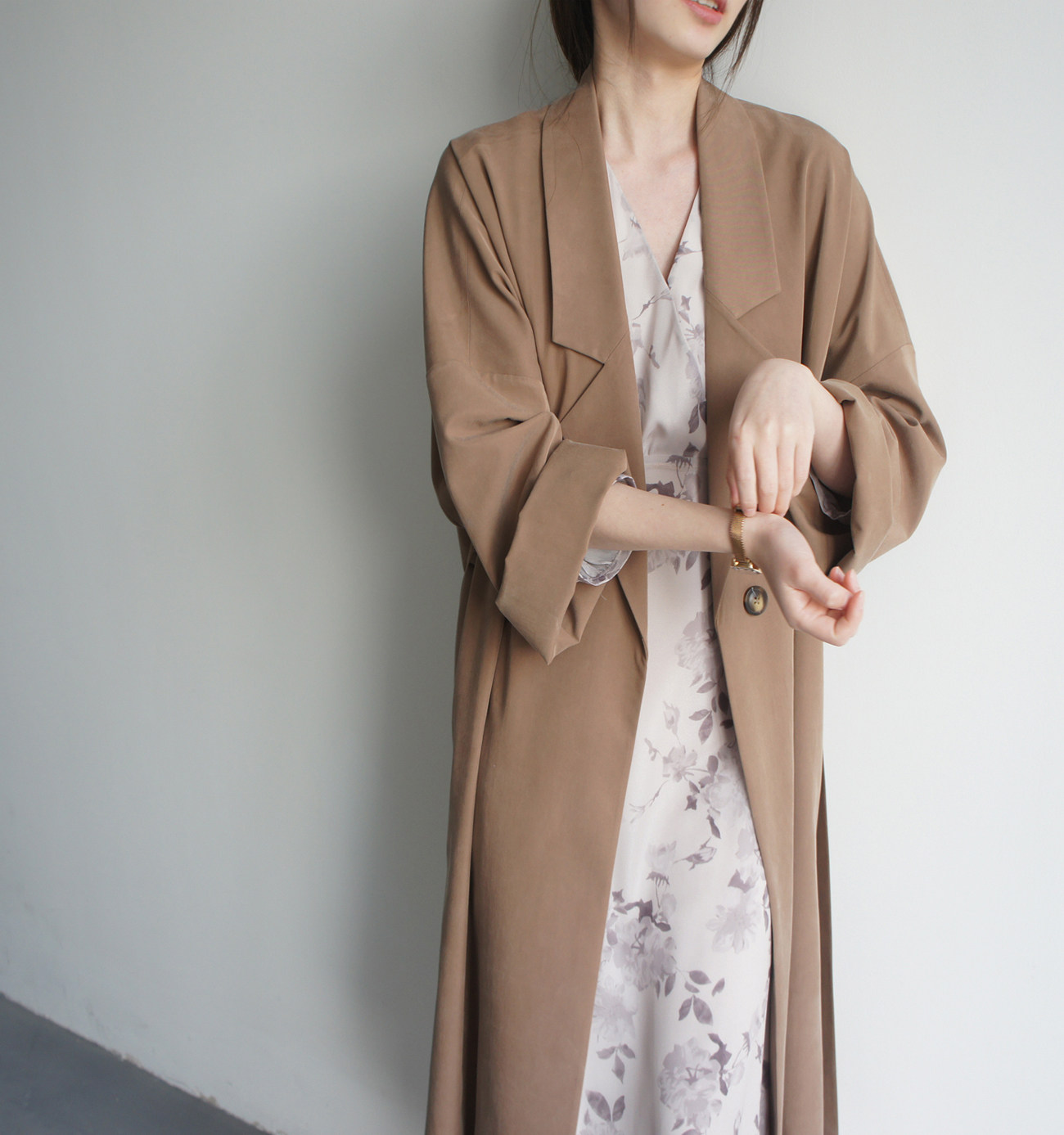 JOJOZ Regugio camel suit collar double bag One grain buckle heather and thin coat temperament in long version