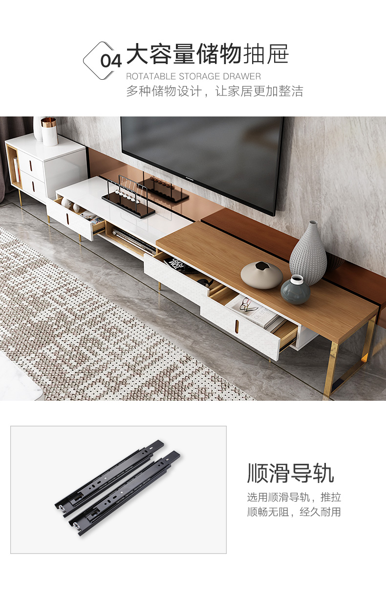 Nội thất ba mảnh Bàn cà phê Bắc Âu Tủ TV đặt hiện đại tối giản ánh sáng sang trọng căn hộ nhỏ bàn cà phê phòng khách tủ bên - Bộ đồ nội thất mau giuong go dep