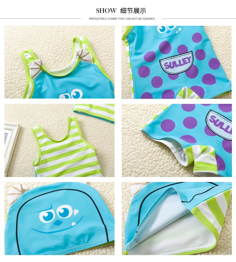 Đồ bơi cho bé trai Bé Baby Siamese Split Cartoon Boy Mũ bơi đồ bơi cho be gái 8 tuổi