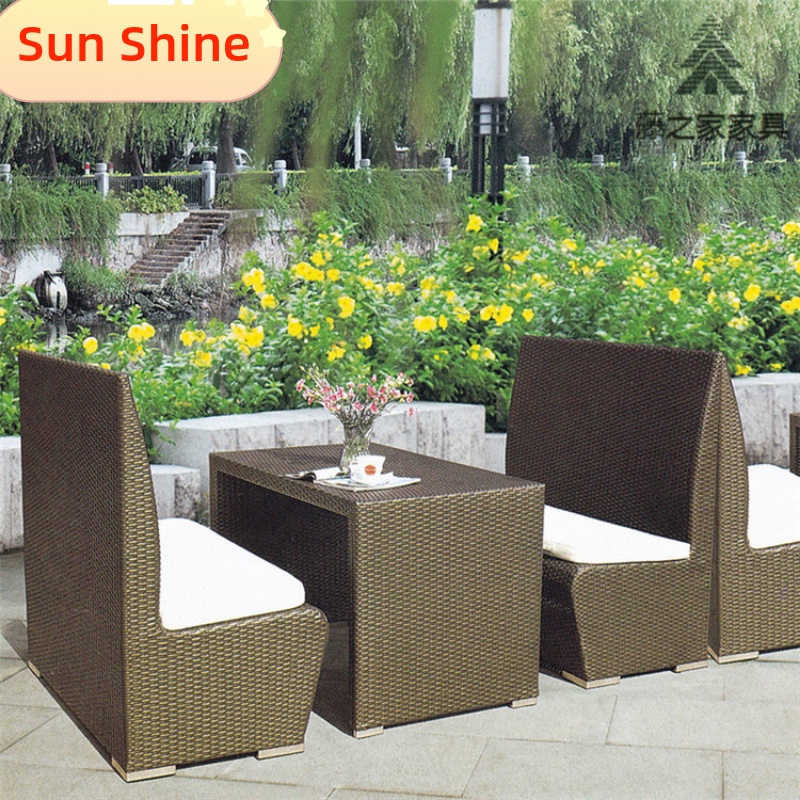 Outdoor Bar Restaurant Club Double Sofa Card Seat Cafe Milk Tea Shop Hotel Table and Chair Combination Imitation Rattan Sofa