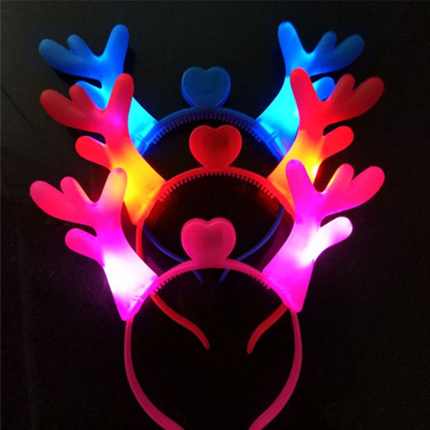 Christmas decorations creative children's luminous horn lamp holder hoop antler head buckle hair hoop headgear luminous props