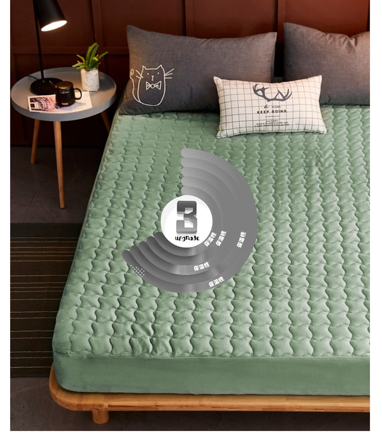 Coral Fitted nón dày bông bedspread chăn giường ấm áp và nhung chồn cashmere tiền giường vàng bìa trượt mùa đông - Trang bị Covers 	ga chun trải giường 2mx2m2	