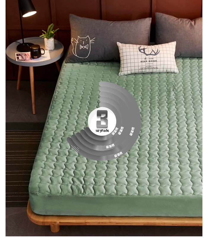 Coral Fitted nón dày bông bedspread chăn giường ấm áp và nhung chồn cashmere tiền giường vàng bìa trượt mùa đông - Trang bị Covers ga trải giường chun đẹp	