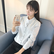 2021 early spring new Korean version chic pure cotton wicker embroidery white shirt womens small fresh cotton long-sleeved shirt spring