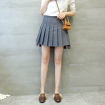 Spring Summer New High Waist Anti Walking Light Half Body Dress Woman 100 Hitch Plexu Skirt College Wind Black High Waist A Character Skirt Short Skirt