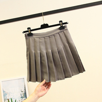 Spring new high-waisted skirt womens wild pleated skirt College style black high-waisted a-line skirt short skirt early spring