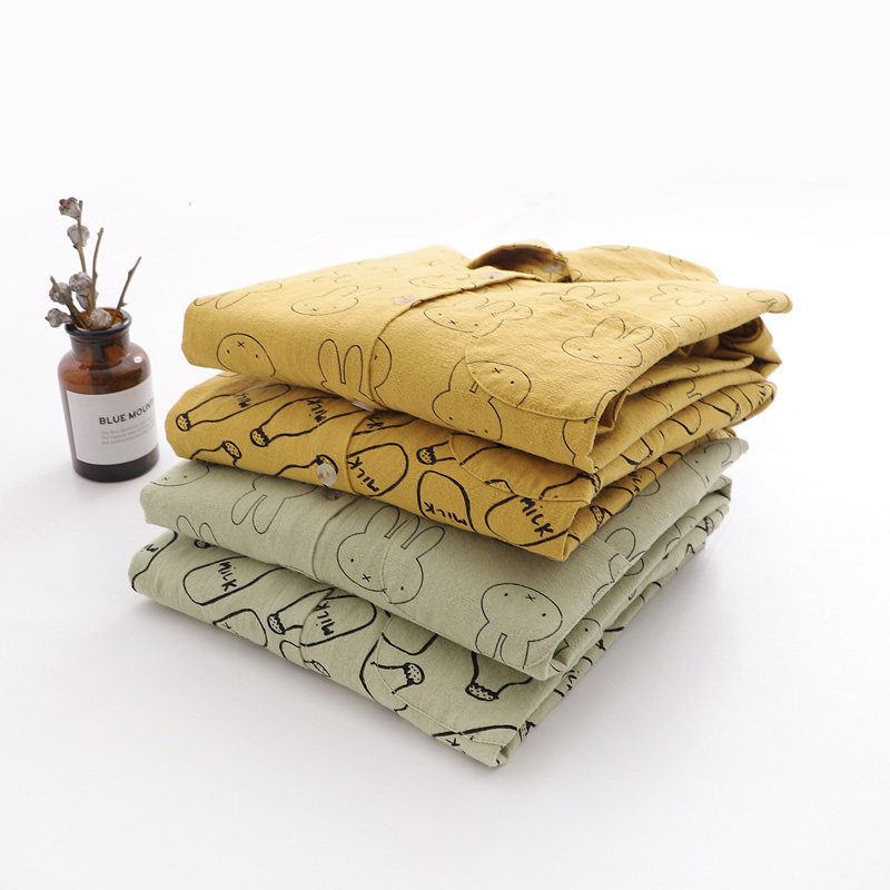 Autumn Clothing New College Rabbit Milk Bottle Printed Shirt Woman Fresh Pure Cotton Loose Long Sleeve Student Casual Shirt