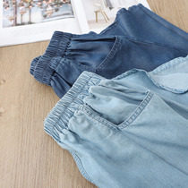 Tencel Denim Half Body Skirt Woman Spring Summer Thin middle length dress Korean version Conspicu Slim tightness high waist splicing a word dress