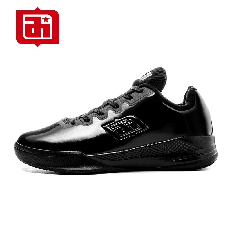 Iverson Basketball Shoes Men's Referee Shoes Wear-Resistant Non-Slip Glossy Cushioning Sports Official Flagship Store All-Black Patent Leather Shoes