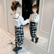 Womens autumn overwear set 2021 New Net Red foreign gas 11 middle and big Children 15 girls clothes 12-year-old shirt