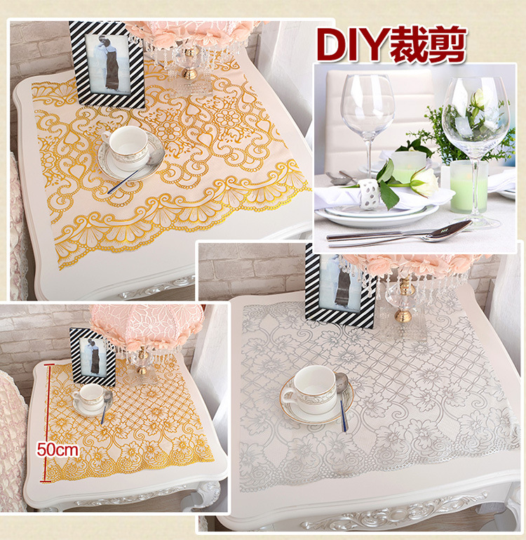 tivi darling Phong cách châu Âu PVC mạ vàng khăn trải bàn Bàn trang điểm bàn cà phê mat TV tủ giày tủ đầu giường bìa tùy chỉnh vải bìa - TV tivi siêu phẳng