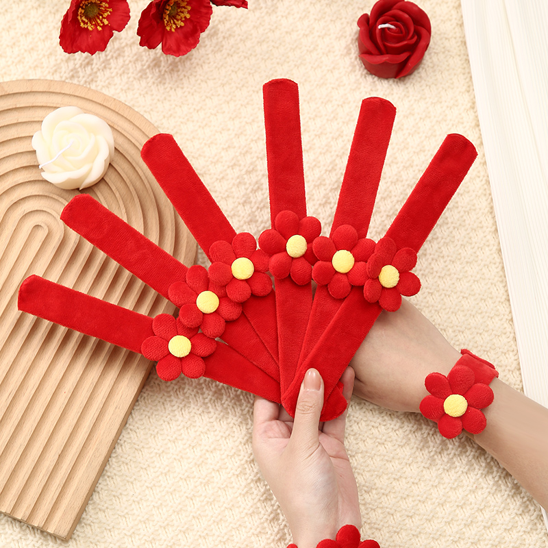 Small Red Flower Snap Ring Wedding Wrist Flowers Wedding Creative Flowers Hands Ring Bridesmaids Photo Props Wedding items-Taobao