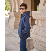 Technology air layer of PLUS fabric includes delicate and smooth autumn long sleeve loose profile hooded sweater