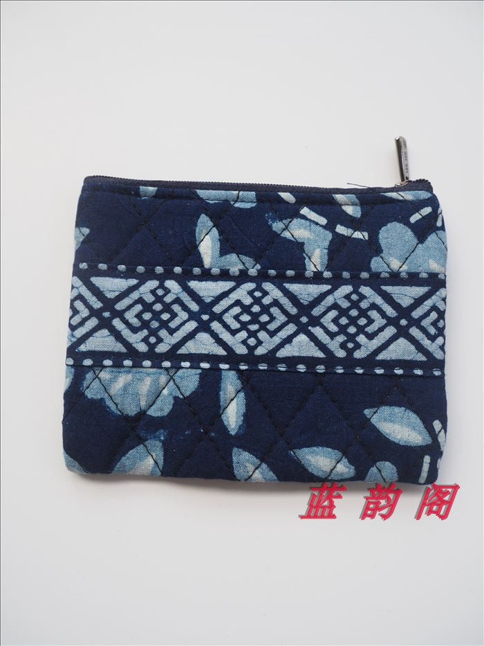 Women's Cloth Wallet Horizontal Matching Cotton Lined Zipper Coin Purse Key Case (Random Color)