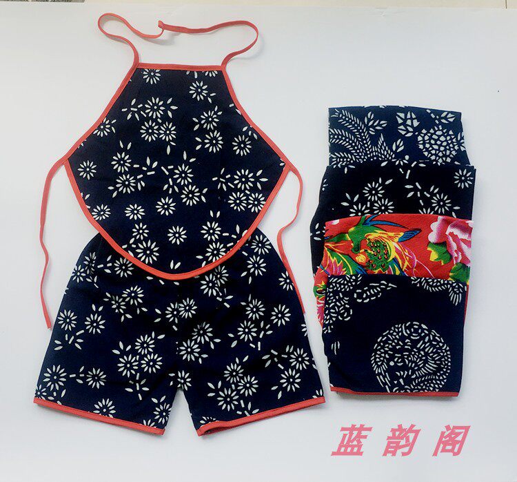 Wuzhen blue print cloth children summer cotton belly short shorts set Sia Yiyang choral suit