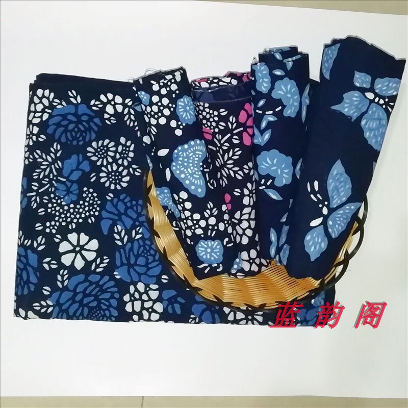 Uzhen Pure Handmade Printing & Dyeing Rechromatic Blue Printed Cloth Bicolor Dress Fabric Home Fabric Multicolored