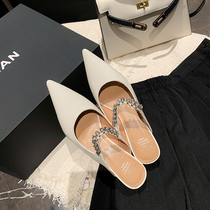 Current issue Main push small crowdwater drill tip fine heel Outer wearing Mueller Half slipper net red High heel sandals sandals