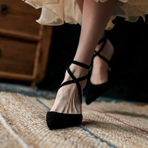 Soft soft and soft Super A version ~ sexy pointed black fine with dinner bag head sandals Joker shallow high heels womens shoes