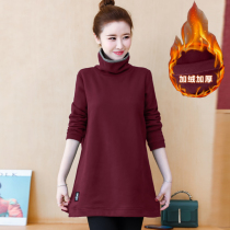 Micro Fat Mm Big Code Woman Dress New Autumn Winter Beat Bottom Shirt Loose 100 Hitch Blouse High Collar Plus Suede Thickened Necrotope