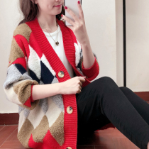 Large size womens autumn and winter clothes Korean cardigan coat plus fat big fat sister early autumn Net red knitted cardigan sweater