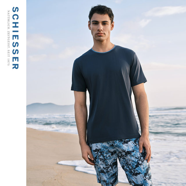 SCHIESSER Shuya's 24th spring and summer new men's pure cotton camouflage printed pajamas home wear set 22539