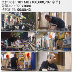 东北烧烤店忙碌的后厨 食客就餐收拾桌椅打扫卫生 高清视频素材