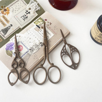 Stainless steel retro scissors DIY hand scissors Hand account tape Non-stick Titanium alloy anti-stick rust portable household