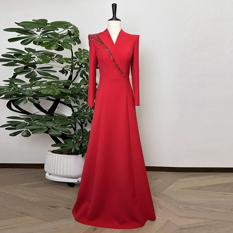 Red Long-Sleeved High-End Evening Dress 2026 New Model with a Sense of Sophistication, Suitable for Formal Occasions, Annual Meetings, Hosting, Conducting, and Solo Performances Red Long-Sleeved High-End Evening Dress 2026 New Model with a Sense of Sophistication, Suitable for Formal Occasions, Annual Meetings, Hosting, Conducting, and Solo Performances