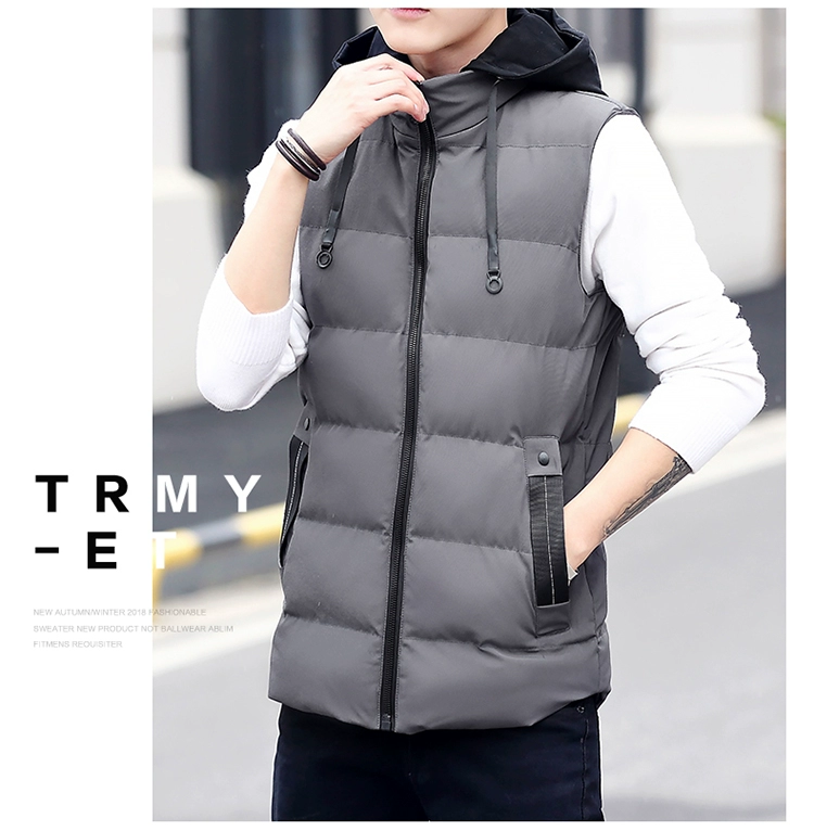 Vest nam phiên bản Hàn Quốc của xu hướng đẹp trai mùa thu đông xuống áo khoác cotton độn áo vest nam vest giản dị cỡ lớn vest nam áo ba lỗ gym
