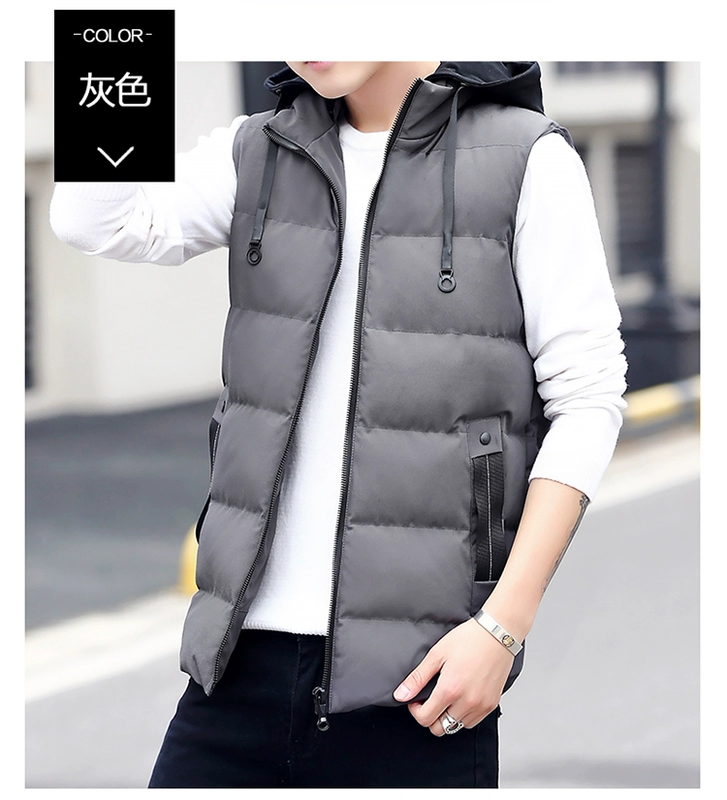 Vest nam phiên bản Hàn Quốc của xu hướng đẹp trai mùa thu đông xuống áo khoác cotton độn áo vest nam vest giản dị cỡ lớn vest nam áo ba lỗ gym