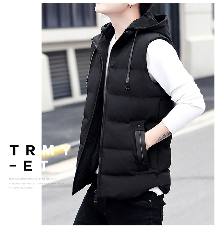 Vest nam phiên bản Hàn Quốc của xu hướng đẹp trai mùa thu đông xuống áo khoác cotton độn áo vest nam vest giản dị cỡ lớn vest nam áo ba lỗ gym