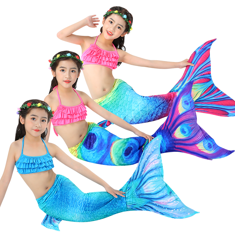 Suit clothing for children's mermaid clothes girl princess fish tail dress girl fish tail swimsuit kid's skirt
